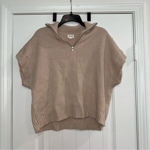 Le Lis Beige 1/4 Zip Sweater Top